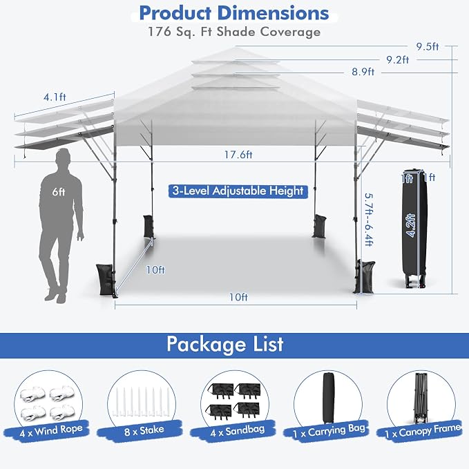 Tangkula 10x17.6 Ft Pop Up Canopy - Image 7