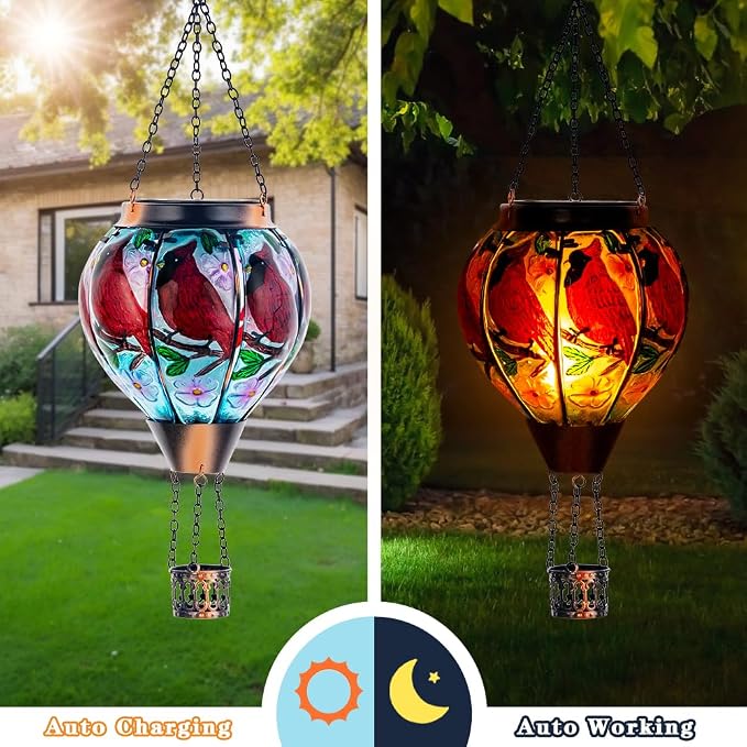 DREAMSOUL Cardinal Hot Air Balloon Solar Lantern, Hanging Solar Lanterns Outdoor - Image 5