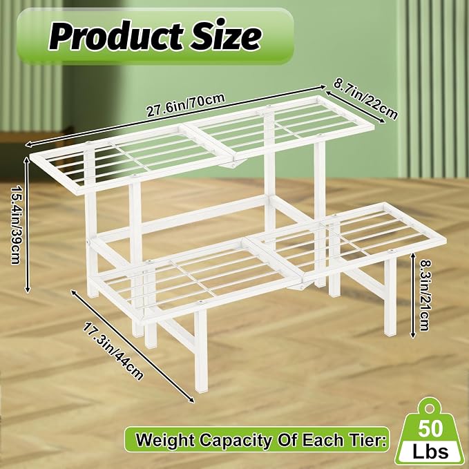 2 Tier Metal Plant Stand Outdoor Indoor, Separated Tiered Outdoor Folding Plant - Image 3