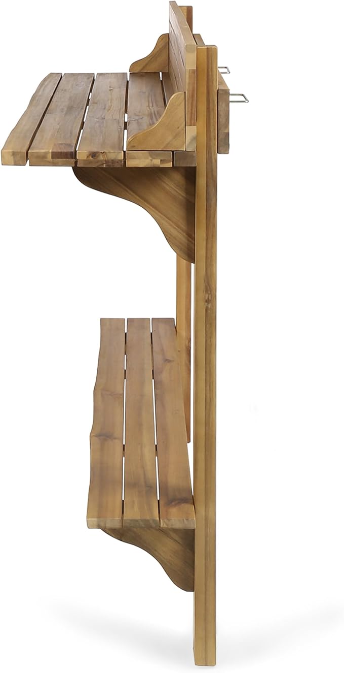 Christopher Knight Home Caribbean Outdoor Acacia Wood Balcony Bar Table - Image 9