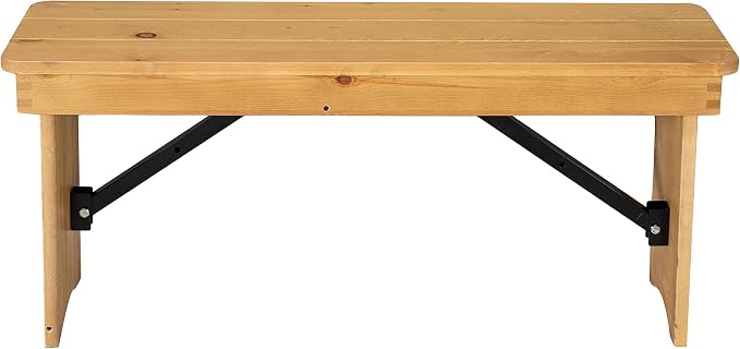Flash Furniture HERCULES 40" x 12" Folding Farm Bench, Solid Pine Entryway - Image 8