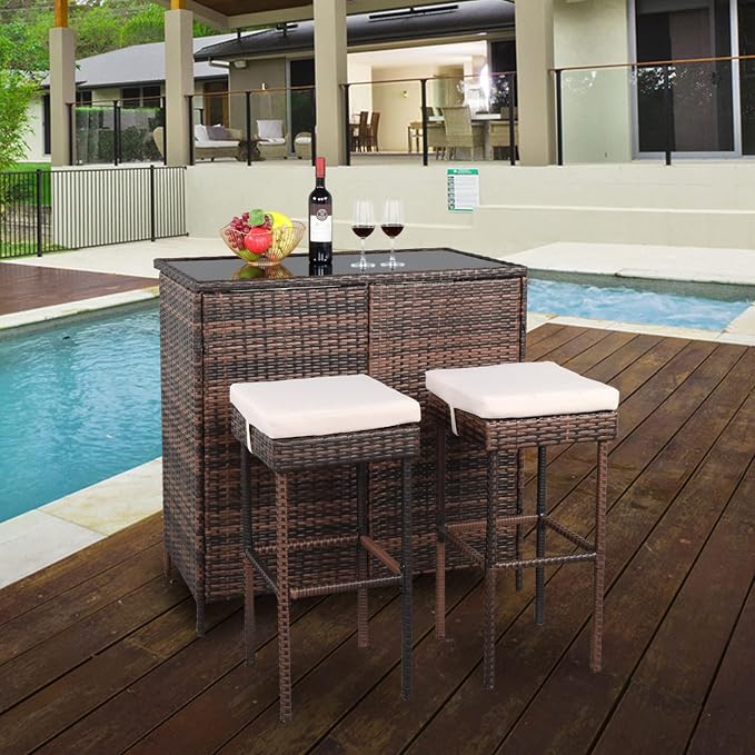 Outvita Wicker Patio Outdoor Bar Set - Image 8
