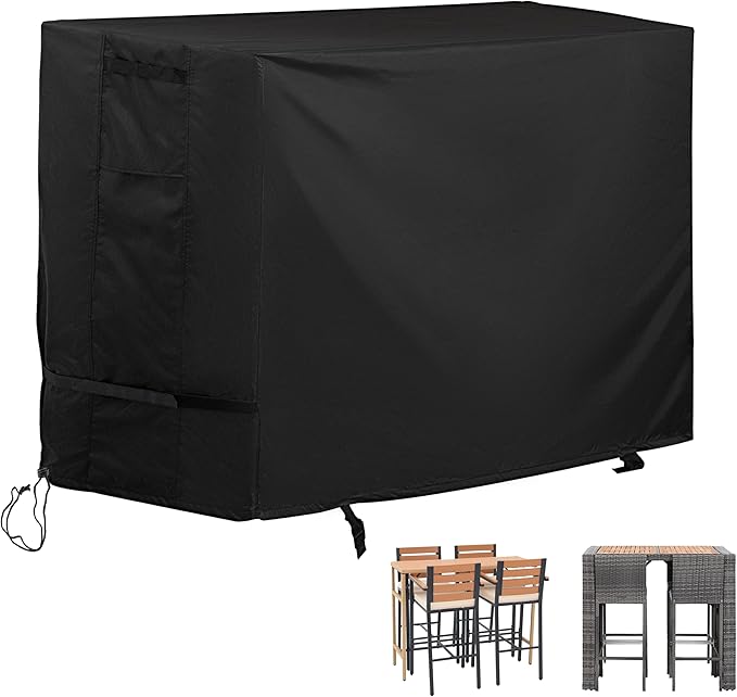 Patio High Top Table and Chairs Cover, Outdoor Bar Height Patio Dining Set Cover by Unknown