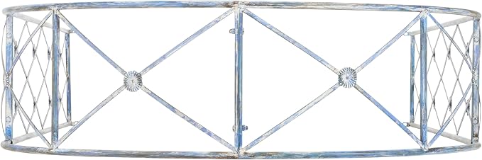 SAFAVIEH Outdoor Collection Atticus Mossy Blue Wrought Iron Lattice Arch Garden - Image 4