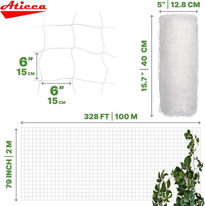 Plastic Trellis Netting 79" x 328 ft Heavy Duty Plant Support Netting White - Image 2