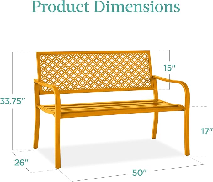 Best Choice Products Outdoor Bench 2-Person Metal Steel Benches Furniture - Image 2