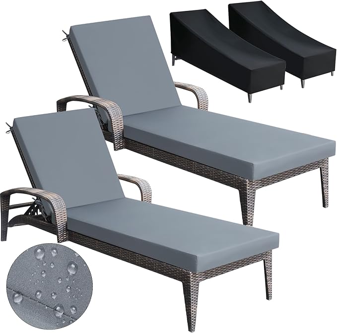 Patelai 2 Pcs Outdoor Chaise Lounge Cushions by Patelai