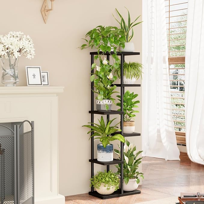 Bamworld Tall Plant Stand Indoor, 6 Tier Metal Plant Shelf - Image 2