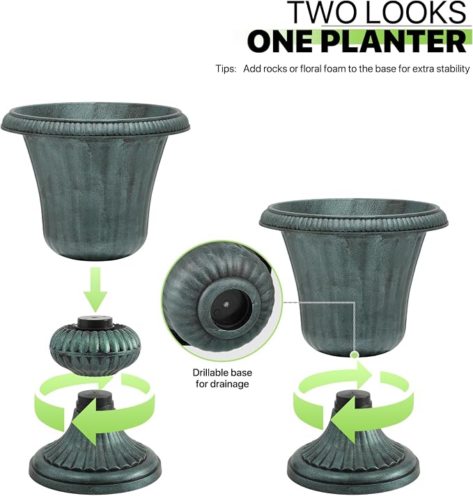 Magshion 20" Urn Planters for Outdoor Plants, Large Decorative Front Porch - Image 5