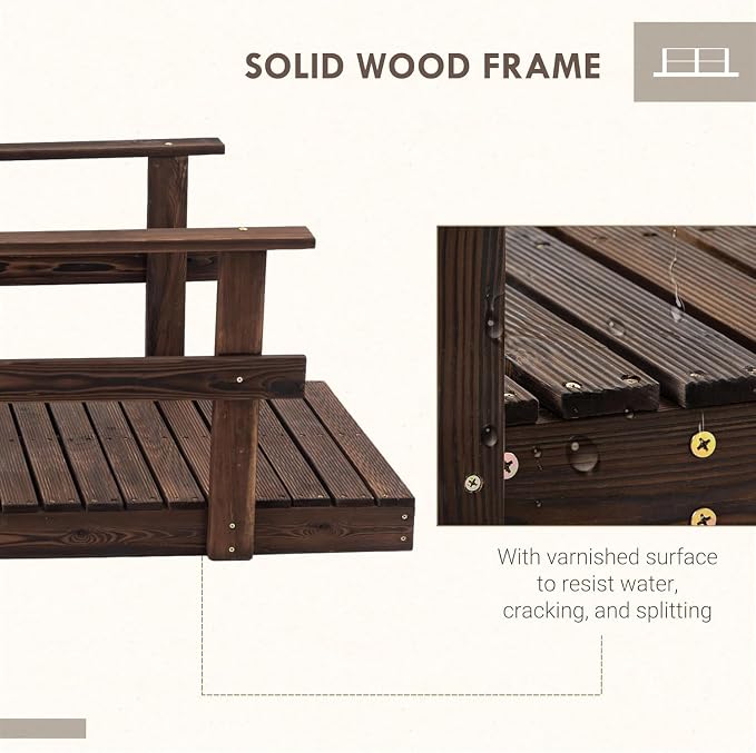 7 ft Pine Wood Garden Bridge - Image 4