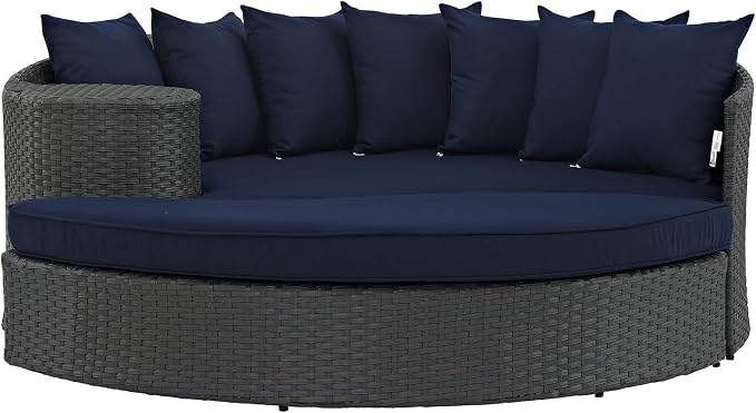 Modway Sojourn Wicker Rattan Outdoor Patio Sunbrella Fabric Daybed in Canvas - Image 6
