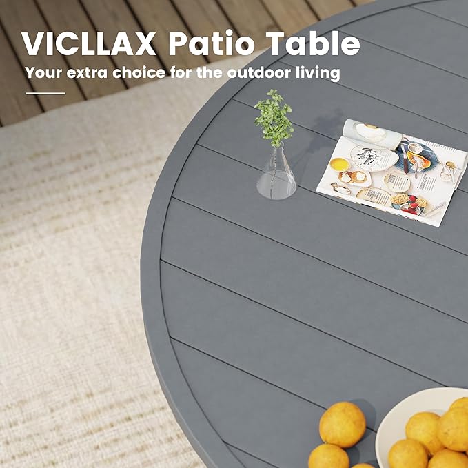 VICLLAX 47.2" Round Patio Table, Outdoor Dining Table - Image 6