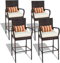 Sundale Outdoor Wicker Bar Stool Set of 4, Patio Counter Height Pub Chair by SundaleOutdoor