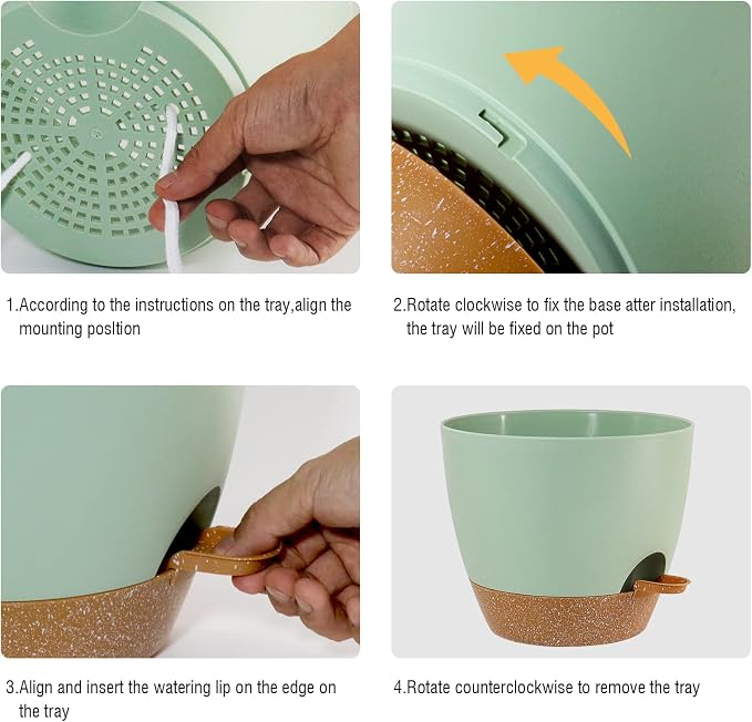Large Self Watering Pots, 12/10/9 Plastic Planters - Image 4