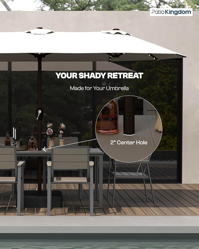 Outdoor Dining Set for 6 with 11FT Umbrella, Aluminum & HDPE Outdoor Table and - Image 7