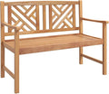 Tangkula Patio Acacia Wood Bench, 2-Person Outdoor Loveseat Chair, Cozy Armrest by TANGKULA