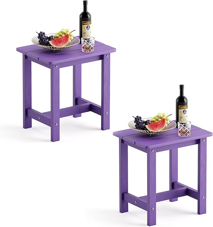 LUE BONA Outdoor Side Table Set of 2, HDPS Small Outdoor Table, Adirondack Side by LUEBONA