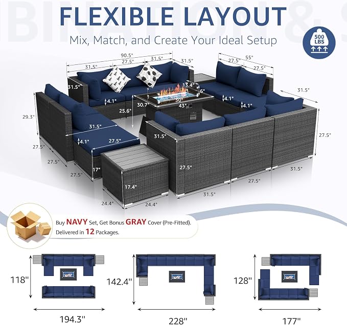 NICESOUL 15 Piece Outdoor Sectional - Image 6