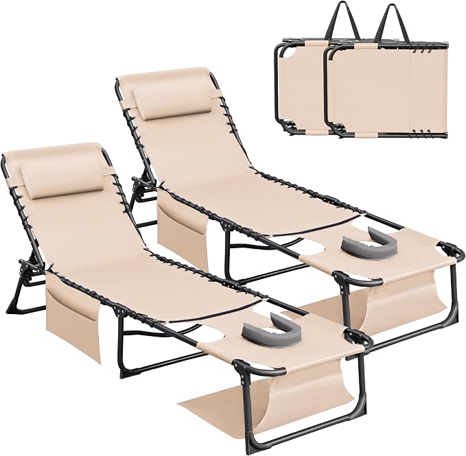 Devoko Beach Lounge Chair, Outdoor Sun Tanning Chair - Image 7