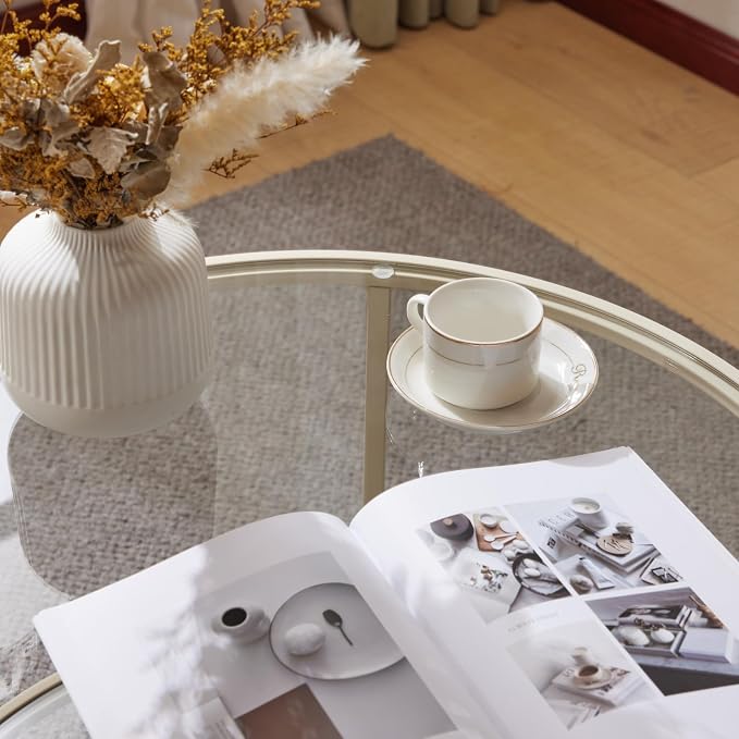 VINGLI Glass Coffee Table, Transparent Glass Coffee Tables - Image 5