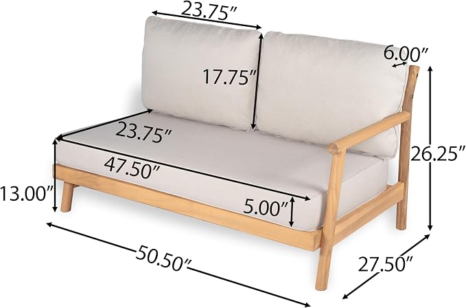Christopher Knight Home Jorine Patio Chat Set, Acacia Wood Accent Chair - Image 3