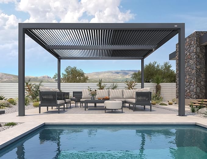 PURPLE LEAF Louvered Pergola 94AS 11' x 14' Outdoor Aluminum Pergola - Image 3