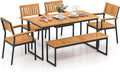 Tangkula 6 Pieces Outdoor Acacia Wood Dining Set, Patio Table and Chairs Set by TANGKULA