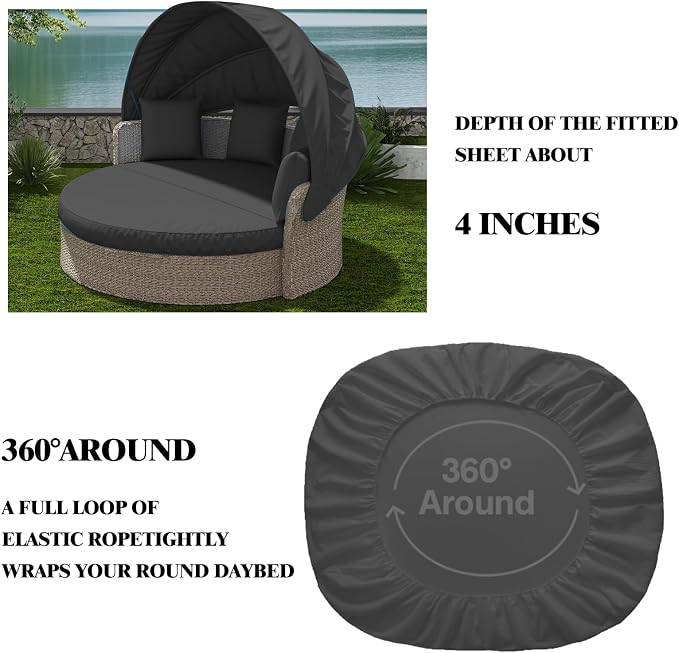 Outdoor Daybed Cushion Cover, Outdoor Waterproof and Fade-Resistant Sun Bed - Image 5