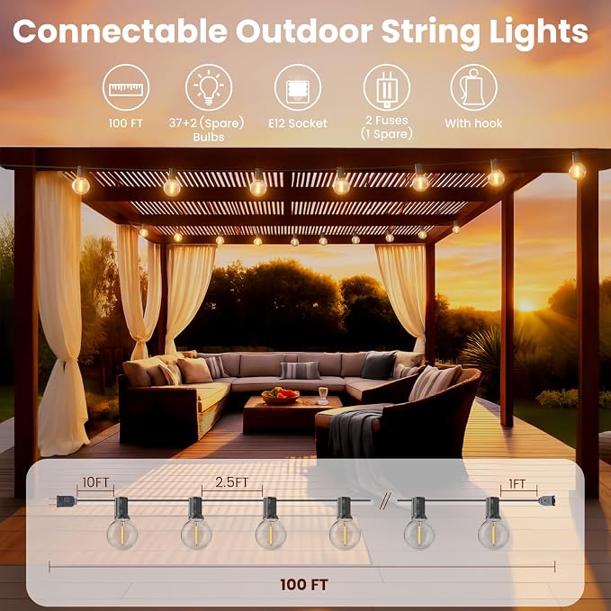 RTTY Classic Series 100FT All-Purpose Outdoor String Lights - Image 2