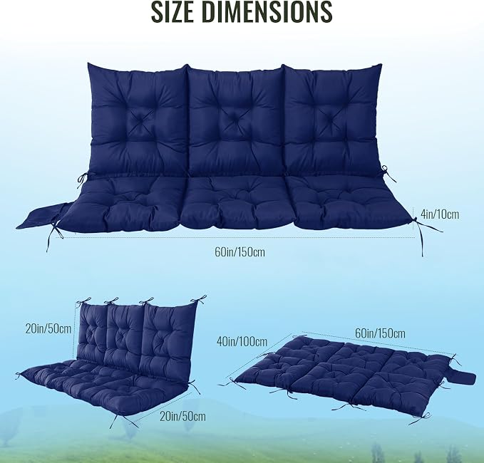 NACATIN 3 Seat Cushion for Outdoor Swing - Image 3