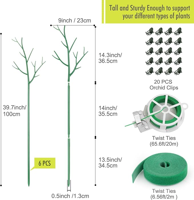 6 Pack Plant Support Stakes for Indoor Plants, 39.37 Inch Tall Twig Plant Sticks - Image 3