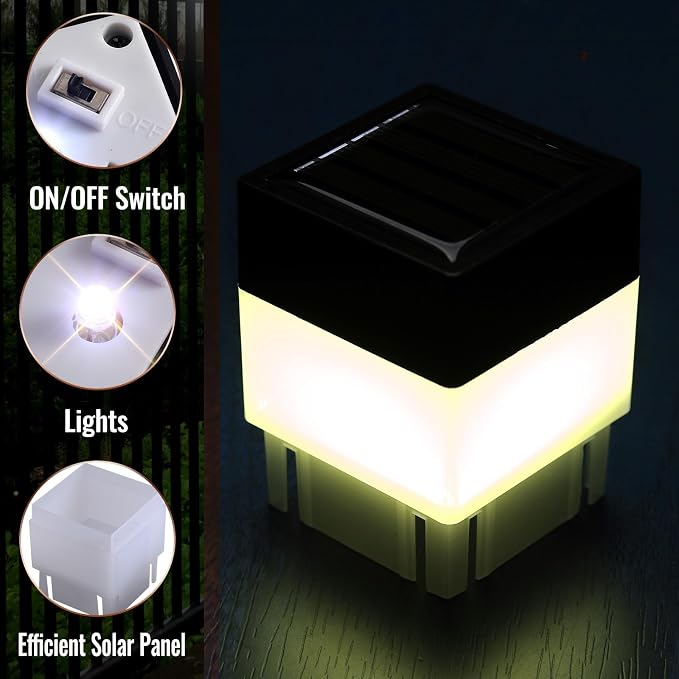 20 Pack Solar Fence Post Cap Lights 2 x 2 Inches Solar Fence Post Caps Lights - Image 3