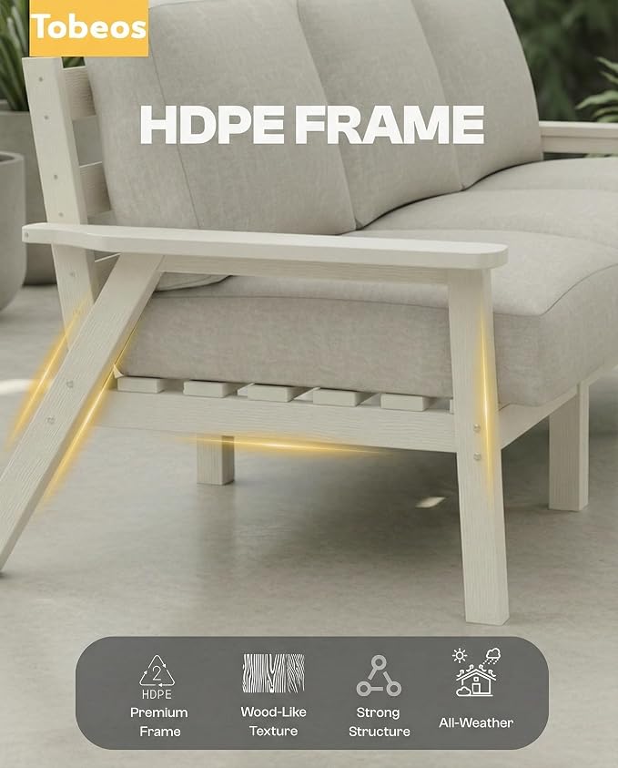 HDPE 5 Piece Patio Furniture Set, Outdoor Couch - Image 4