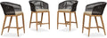 PURPLE LEAF Counter Height Bar Stool Set of 4 Woven Rattan Counter Stool Bar by PURPLELEAF