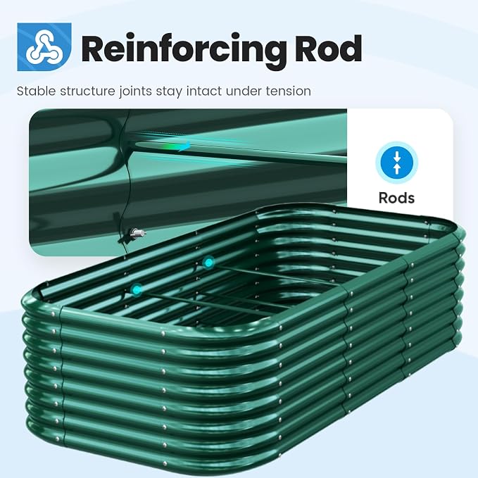 Quictent Galvanized Raised Garden Bed Kit, Strengthened by Crossbar, Dark Green - Image 8