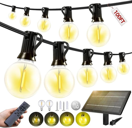 100FT Solar Lights Outdoor Waterproof: G40 30M Shatterproof Bulbs Patio Lights by Unknown