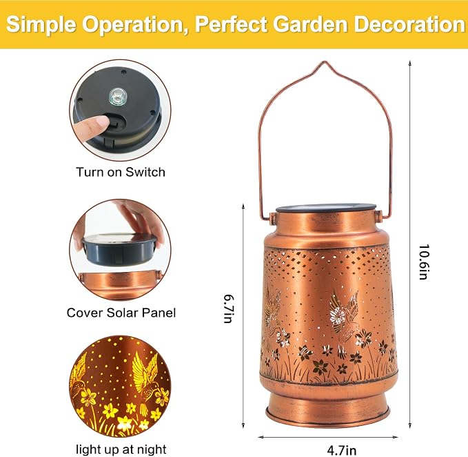 Birthday Gifts for Women, Solar Lanterns Outdoor Waterproof, Hummingbird Garden - Image 5