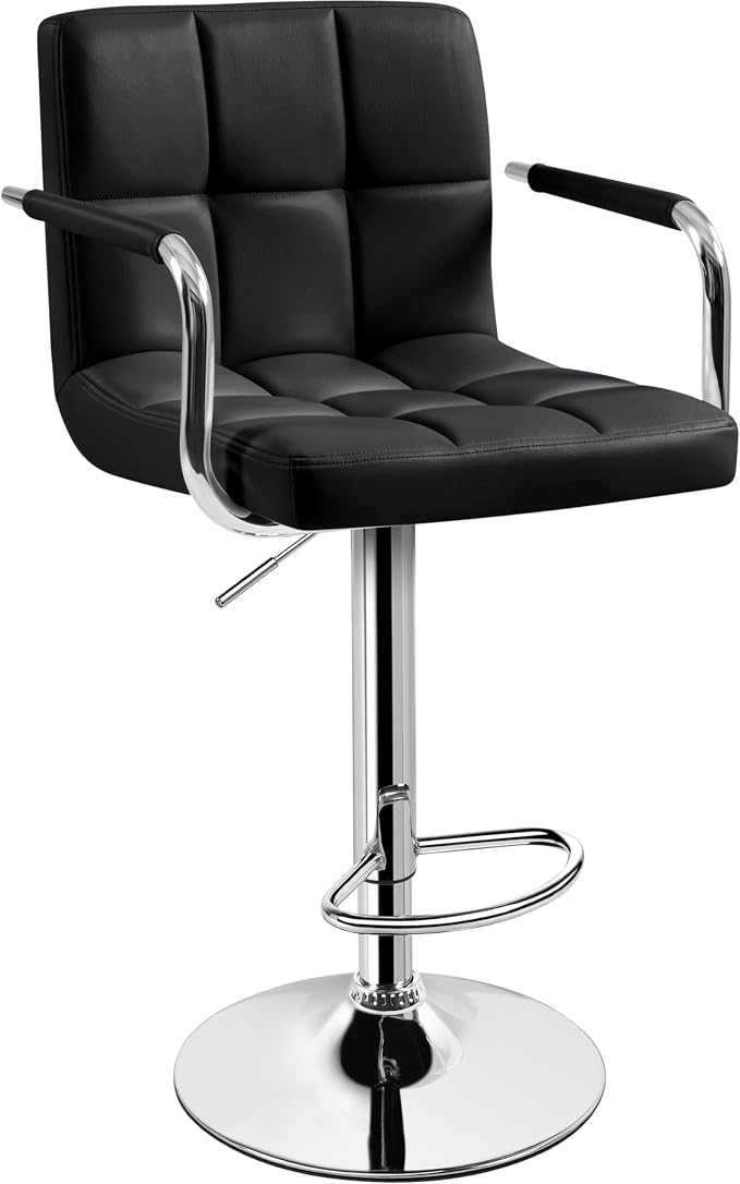 Yaheetech Bar Stools, PU Leather Adjustable Swivel Barstools, Hydraulic Kitchen by Yaheetech
