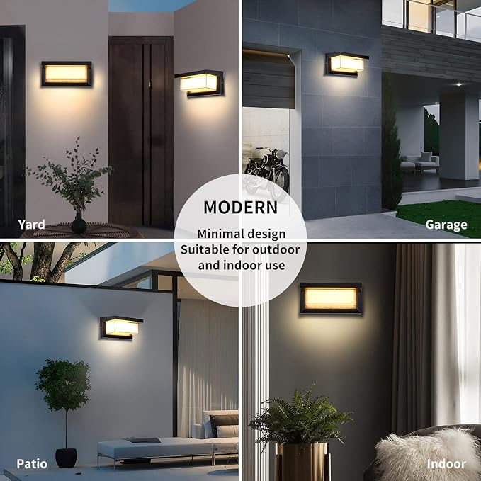 LANFU 18W Modern LED Wall Light Outdoor 2Pack, 3000K Warm White Waterproof - Image 3