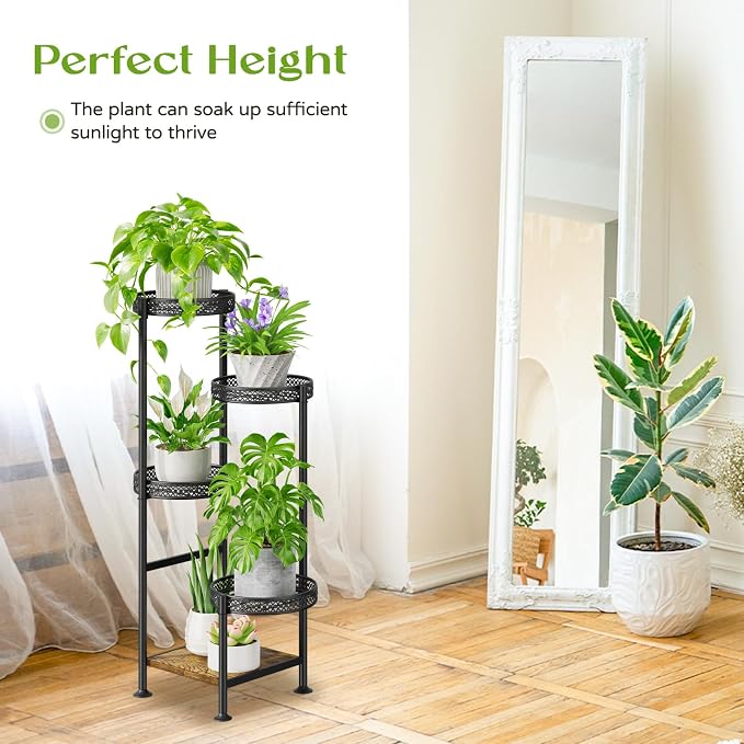 5 Tier Plant Stand Indoor Outdoor, Tierd Corner Metal Plant Stands Holder - Image 4