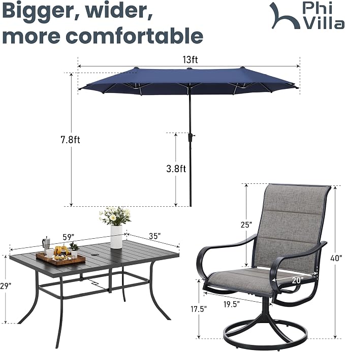 PHI VILLA 8 Piece Patio Dining Set - Image 8