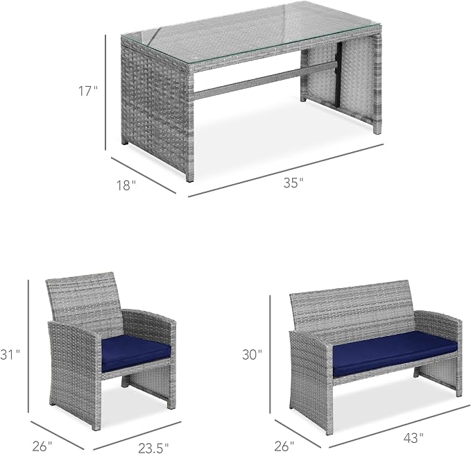 Best Choice Products 4-Piece Outdoor Wicker Patio Conversation Furniture Set - Image 7