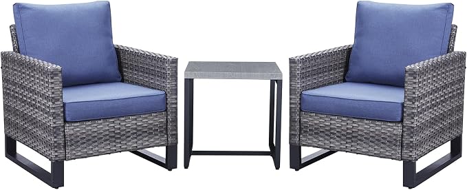 Belord Outdoor Bistro Set 3 Piece Outdoor Wicker Patio Chairs, Oversize Outdoor - Image 6