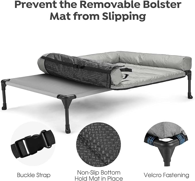 Veehoo Cooling Elevated Dog Bed Add Removable Waterproof Bolster Cushion Mat - Image 4