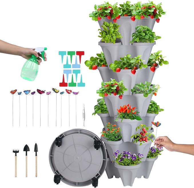 DUNCHATY Stackable Planter, Vertical Strawberry Planter by DUNCHATY