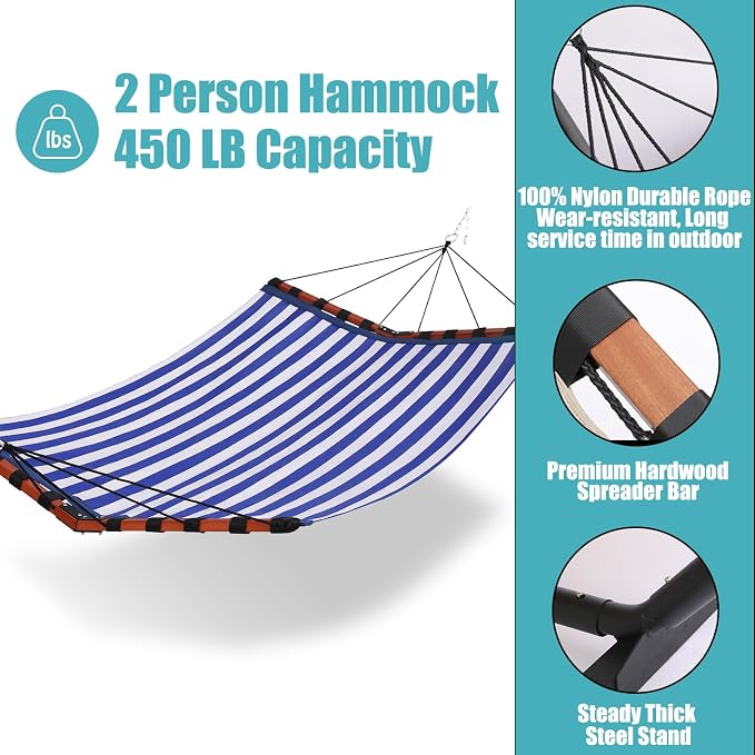 TegerDeger 12FT 2 Person Hammock Large Hammock Quick Dry 450LB Capacity - Image 5