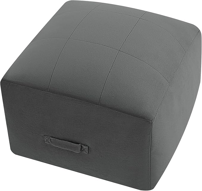 MeMoreCool Square Stuffed Pouf Ottoman Foot Rest, Floor Pouf Foot Stool by MeMoreCool