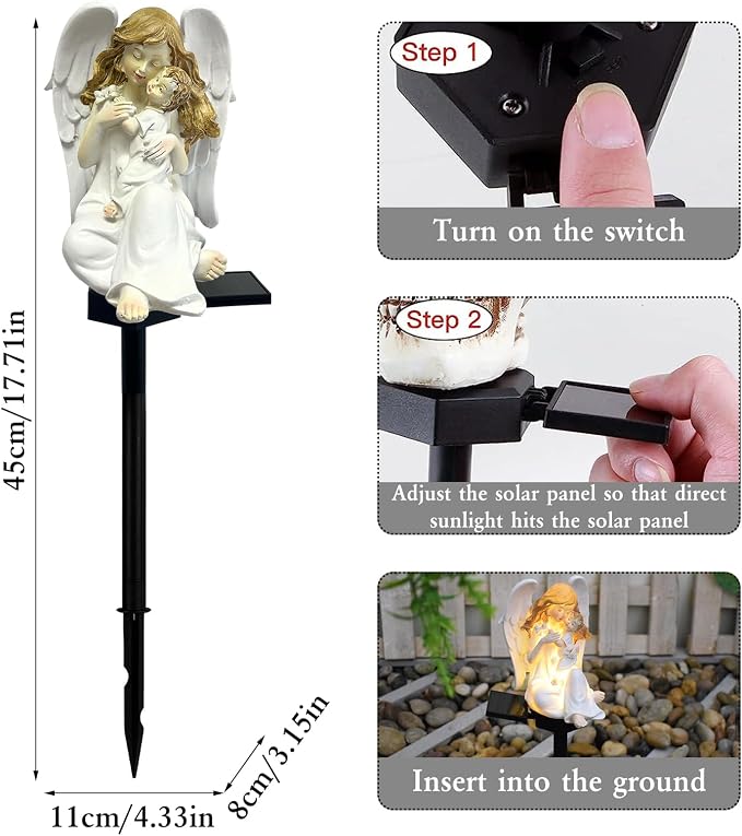 Solar Garden Angel Lights, Waterproof Outdoor Garden Angels Statue Decorations - Image 3