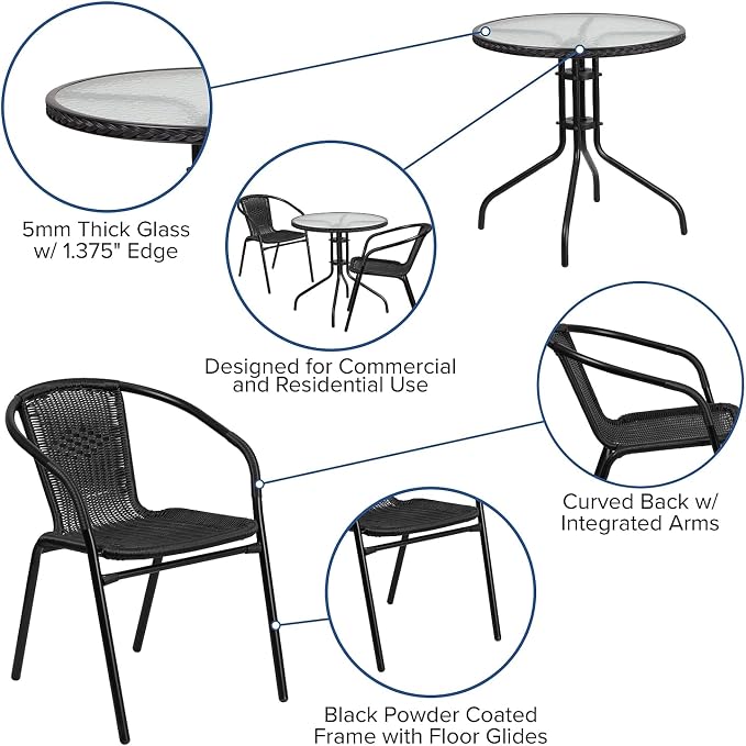 Flash Furniture Lila 28'' Round Glass Metal Table - Image 3