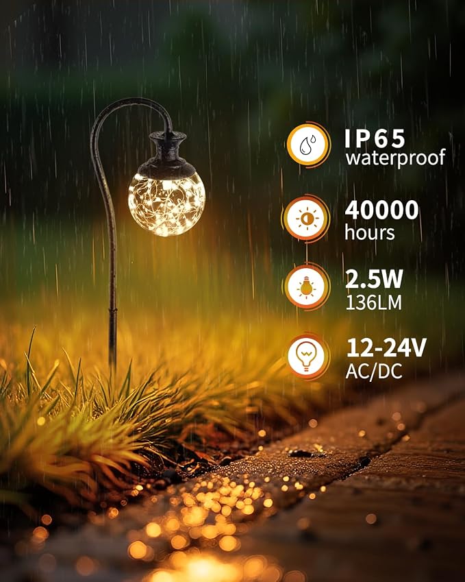 Low Voltage Globe Garden Lights, Landscape Lighting Low Volt Glass Pathway - Image 2